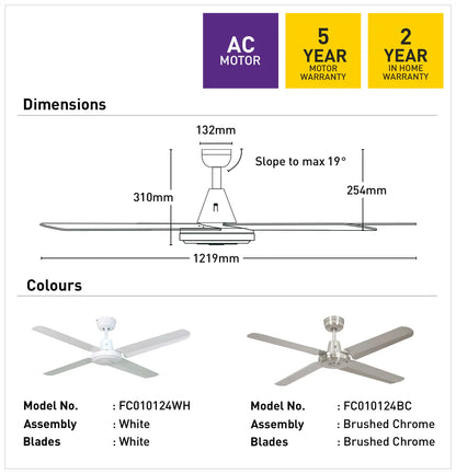 Swift Metal 122cm AC Ceiling Fan