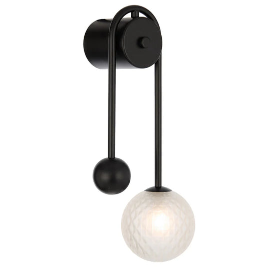 Felton Arm Wall Light Black(Frost Tear)