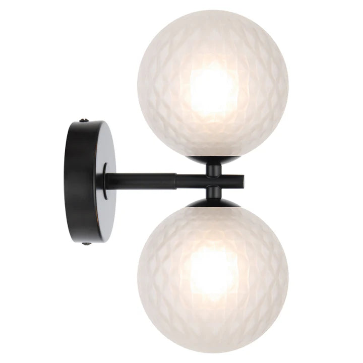 Felton 2 Light Wall Light Black(Frost Tear)