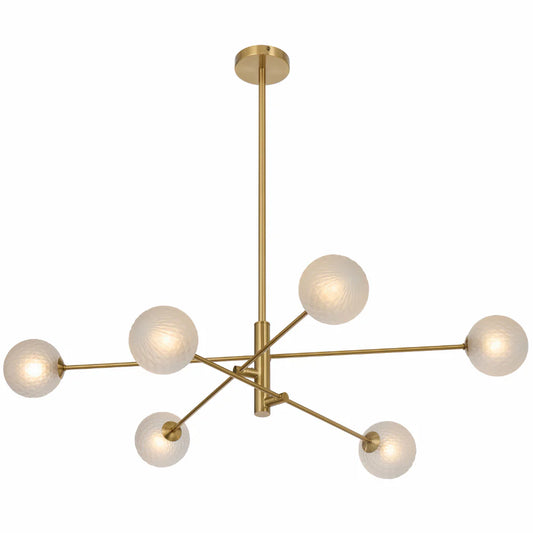 Gaston 6 Light Pendant Antique Gold(Frost Tear)