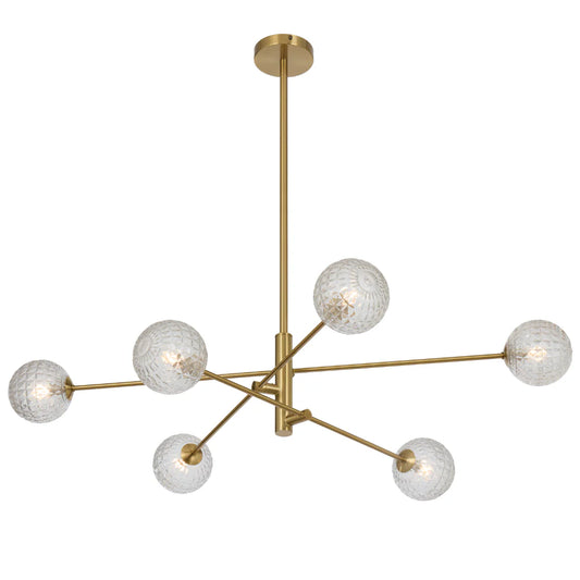 Gaston 6 Light Pendant Antique Gold(Clear Prism)