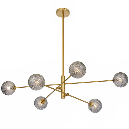 Gaston 6 Light Pendant Antique Gold(Smoke Tear)