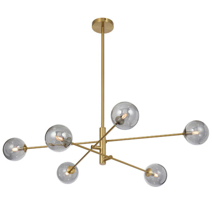 Gaston 6 Light Pendant Antique Gold(Smoke)