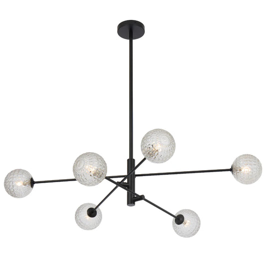 Gaston 6 Light Pendant Black(Clear Prism)