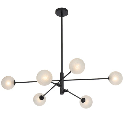 Gaston 6 Light Pendant Black(Frost Tear)