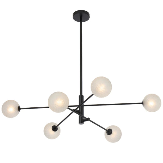 Gaston 6 Light Pendant Black(Frost Tear)