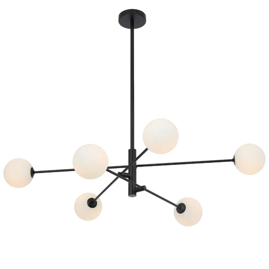 Gaston 6 Light Pendant Black(Opal Matt)