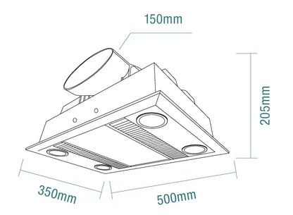 Linear 3-in-1 Bathroom Heater with LED Light, Exhaust Fan and Heat Lamp