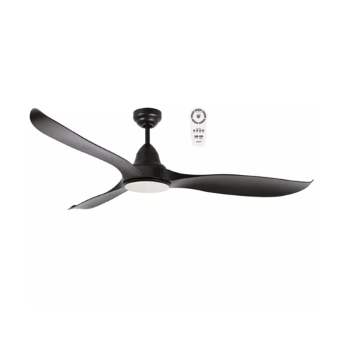 Wave 52″ Matt Black DC Ceiling Fan with Light