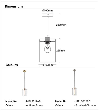 Fallon 1Lt Pendant Light- Brushed Chrome