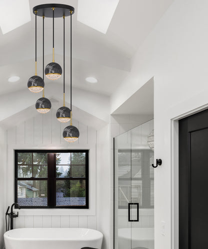 ONETA 5 LIGHTS PENDANT-Black