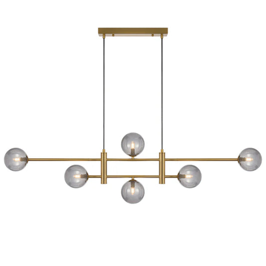 Tyson 6 Light Pendant Antique Gold(Smoke)