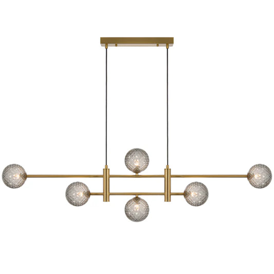 Tyson 6 Light Pendant Antique Gold(Smoke Tear)