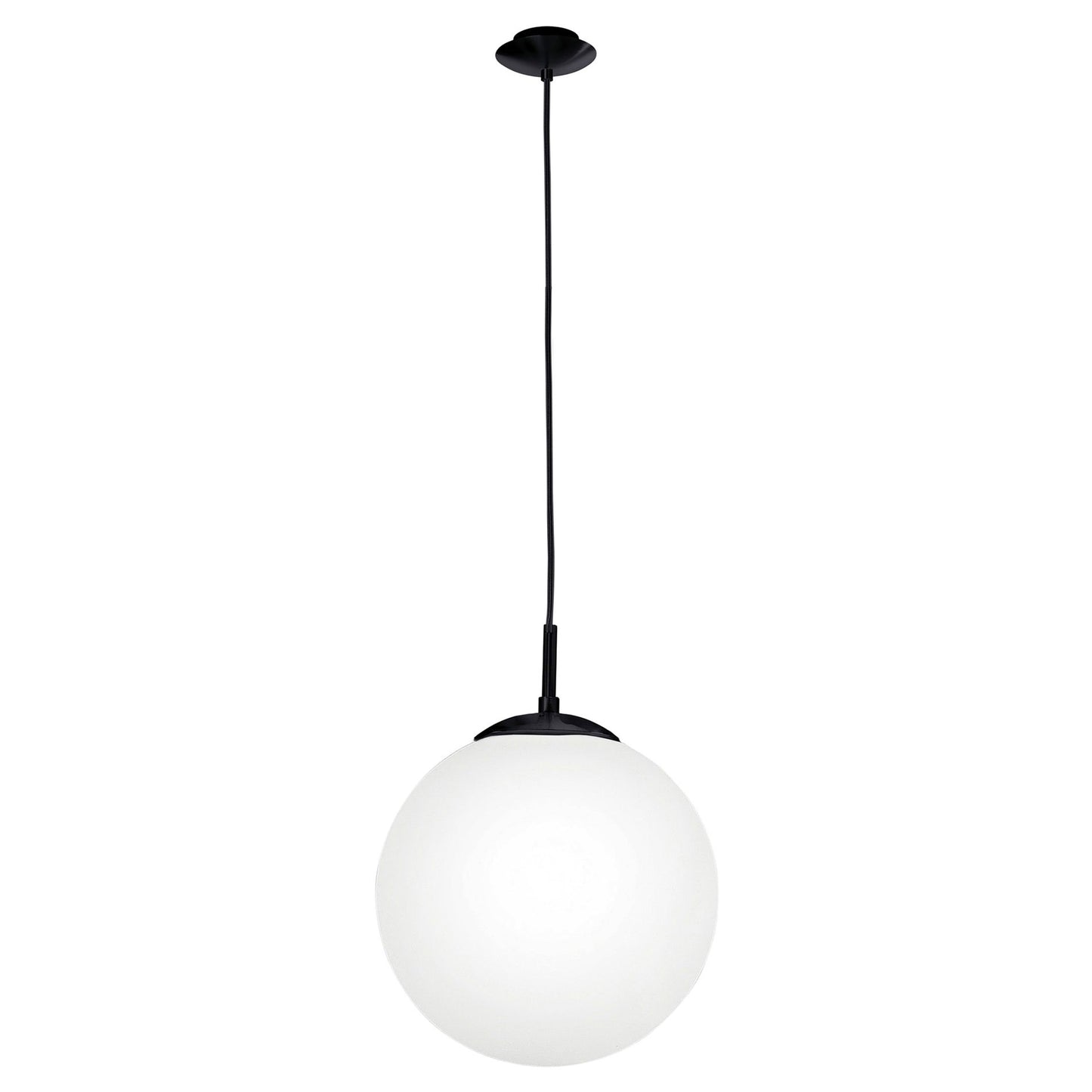 Rondo Glass Ball Pendant Light, Large, Opal / Black