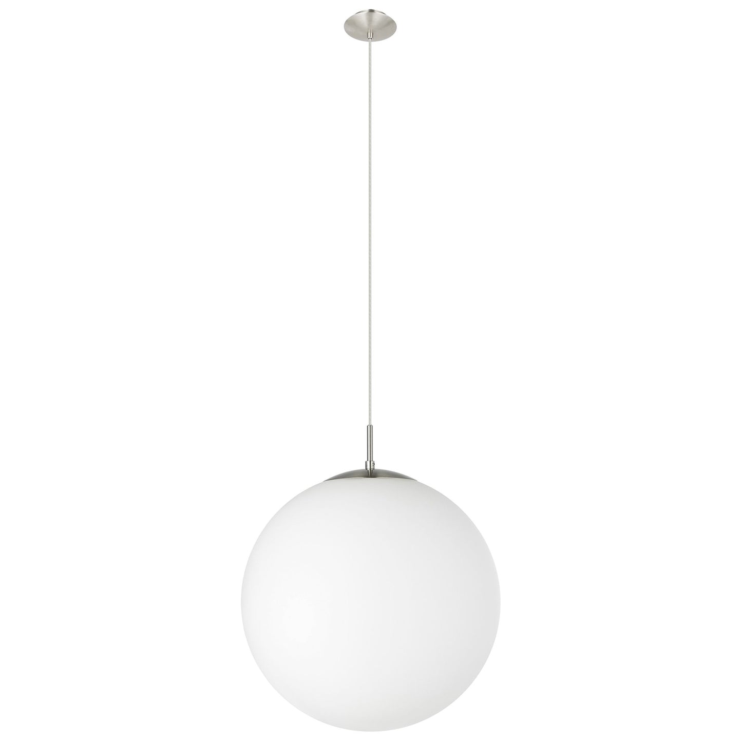 Rondo Glass Ball Pendant Light, Extra Large, Opal / Satin Nickel