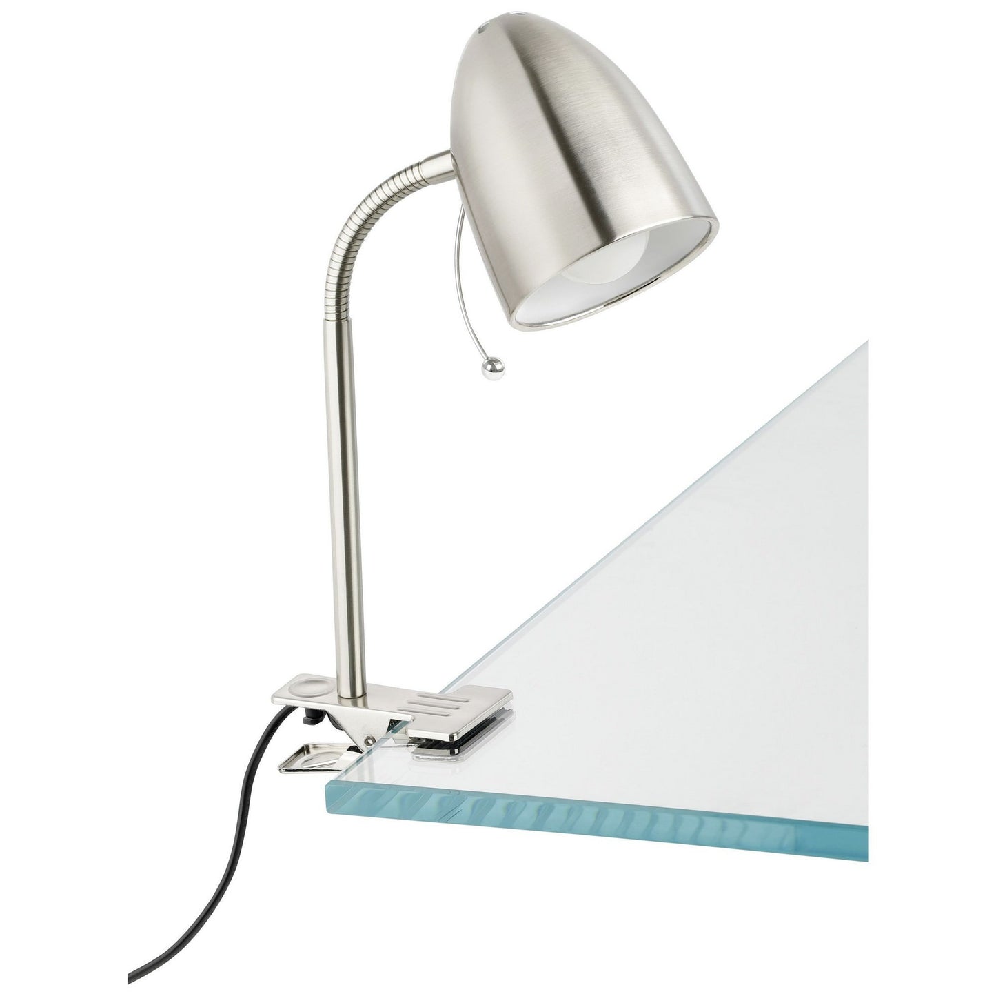 Lara Metal Adjustable Clamp Desk Lamp, Satin Nickel