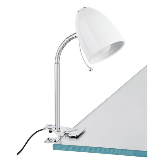 Lara Metal Adjustable Clamp Desk Lamp, White