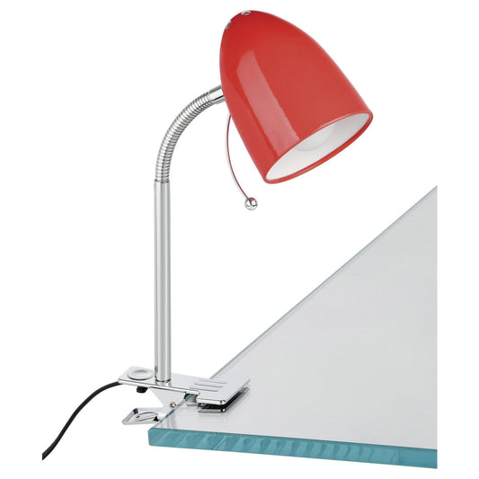 Lara Metal Adjustable Clamp Desk Lamp, Red
