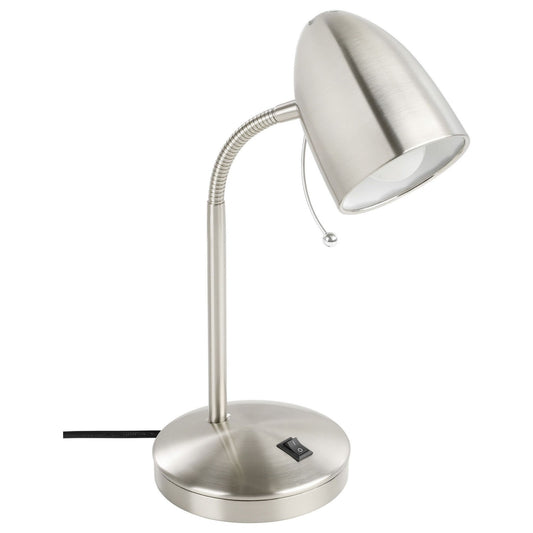 Lara Metal Adjustable Desk Lamp with USB Port, Satin Nickel