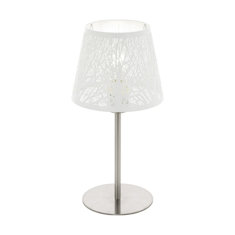 Hambleton Steel Table Lamp, Satin Nickel / White