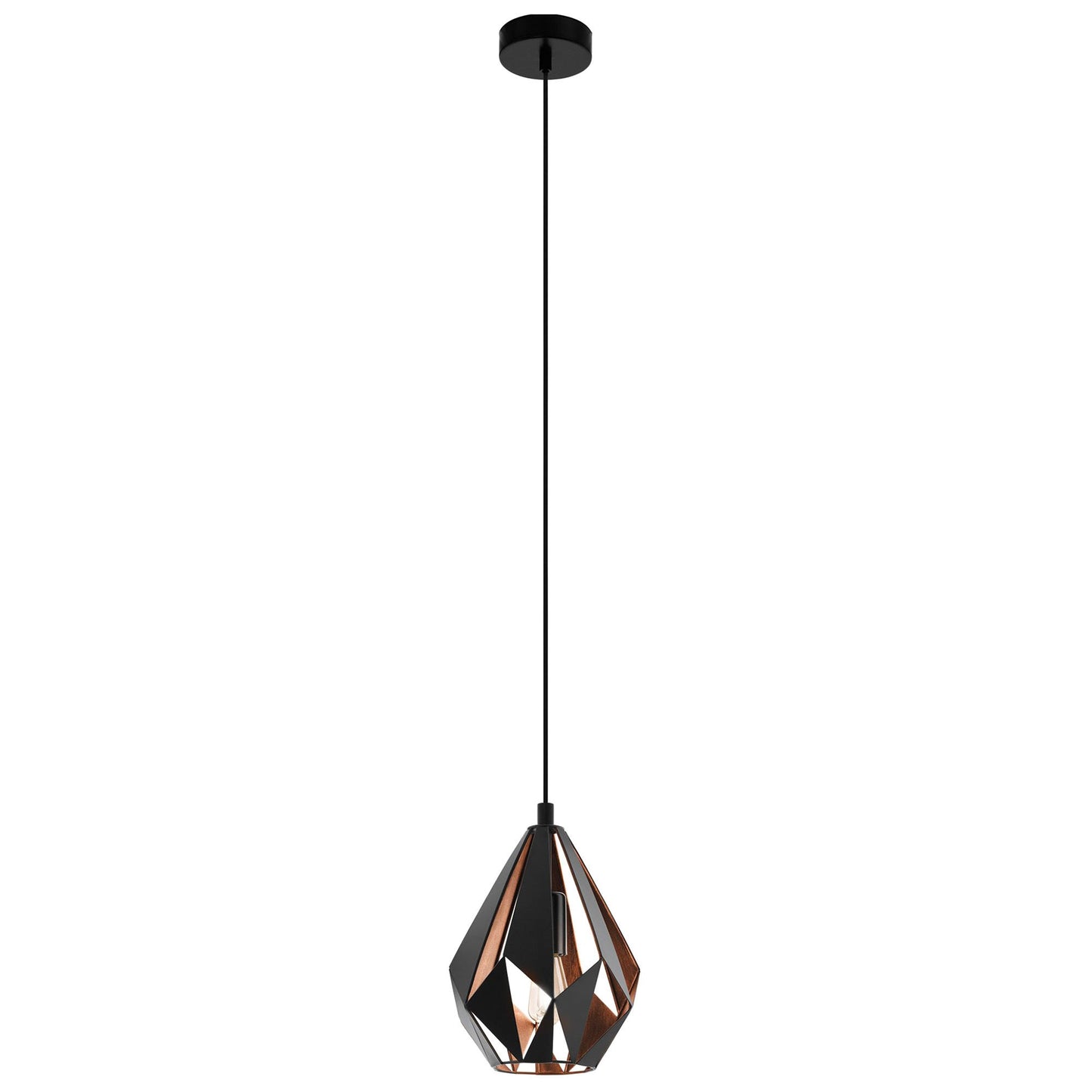 Carlton Metal Pendant Light, Small, Black / Copper