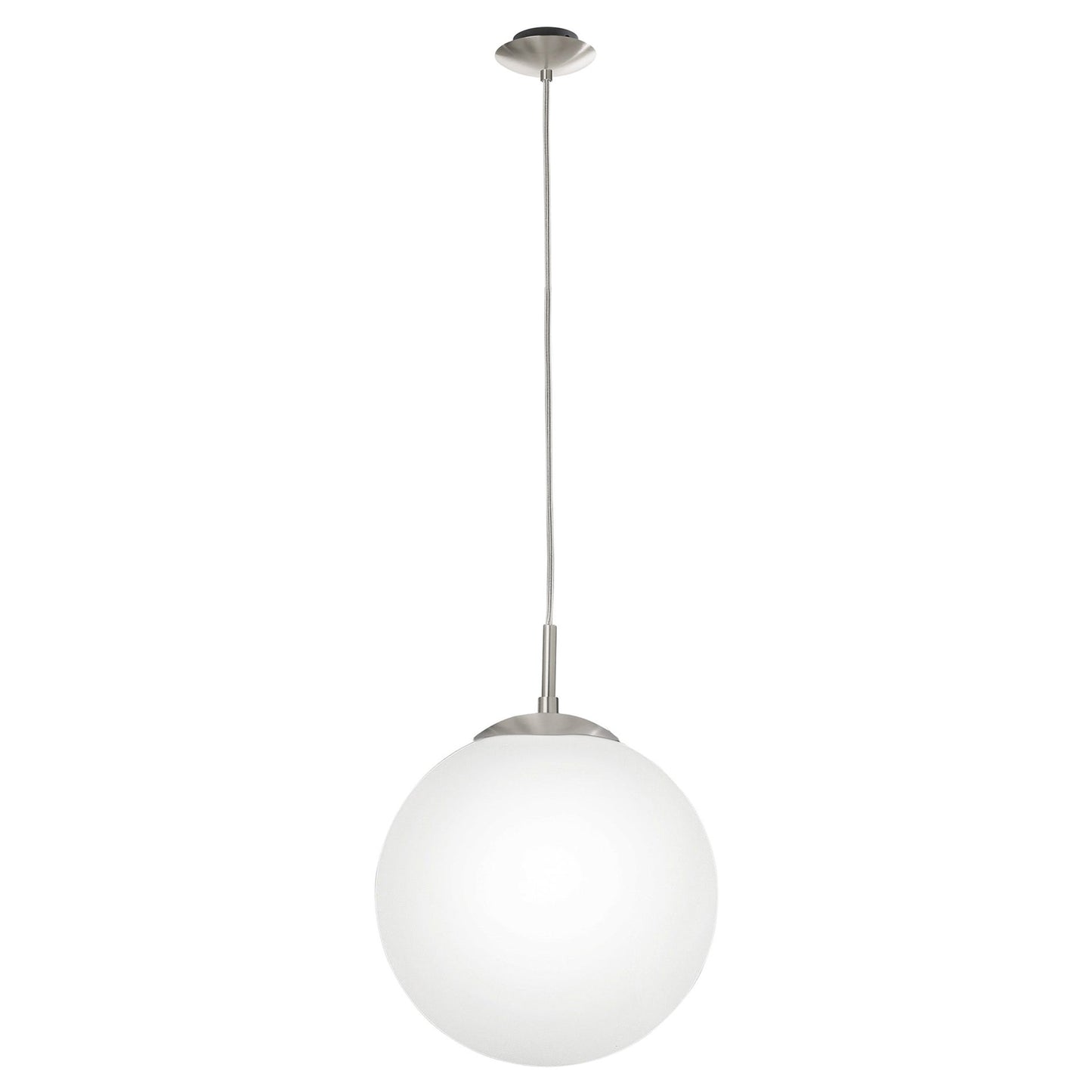 Rondo Glass Ball Pendant Light, Large, Opal / Chrome