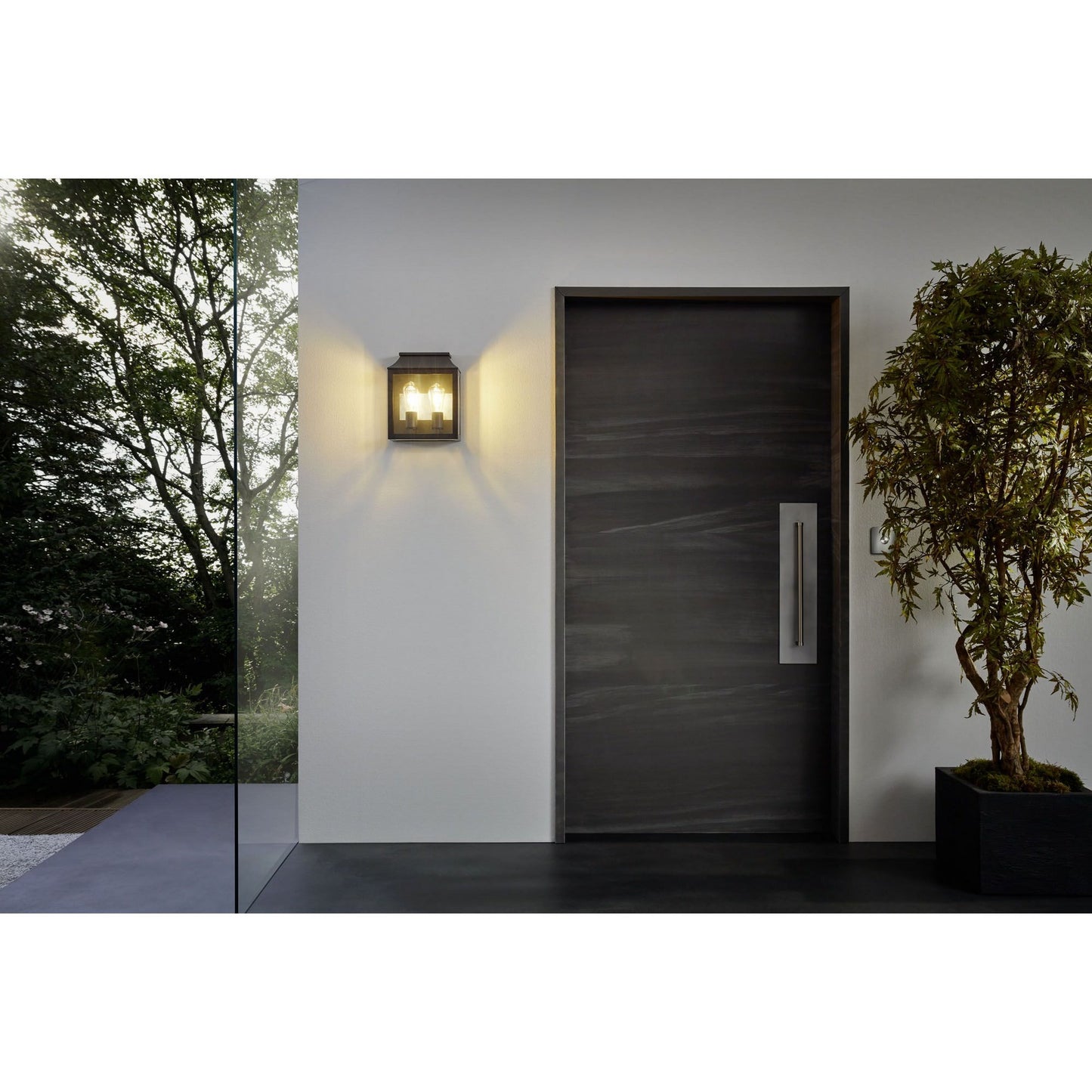 Soncino IP44 Metal & Glass Outdoor Wall Lantern, Double Light