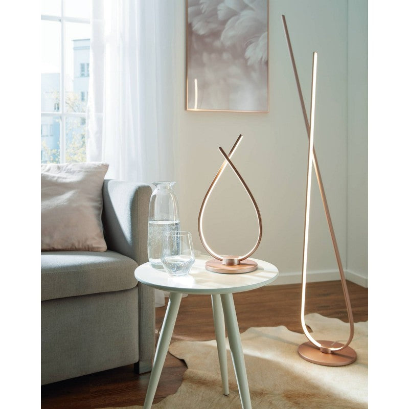 Palozza Modern Metal LED Table Lamp, Rose Gold