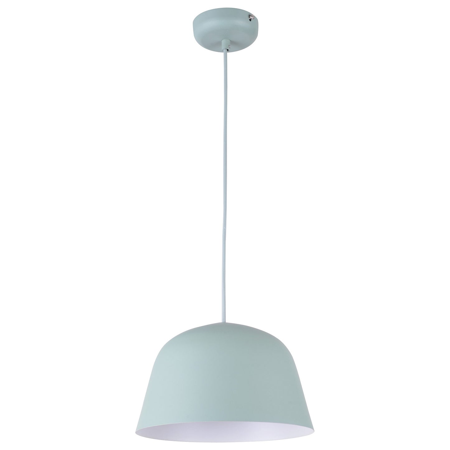 Pastel Iron Pendant Light, Angled Dome, Matt Green