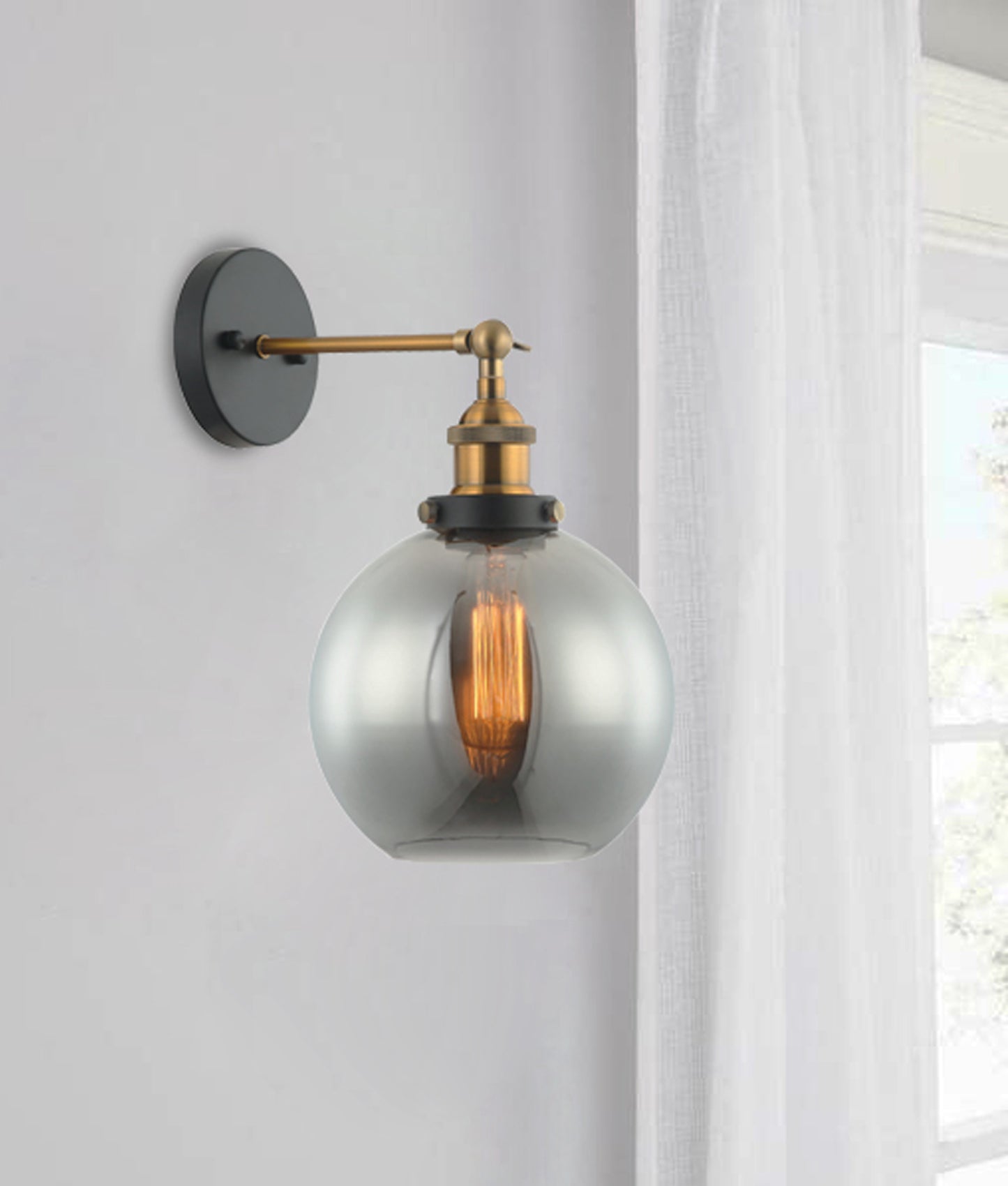 Interior Wine Glass with Antique Brass/ Chrome Highlight Wall Lights