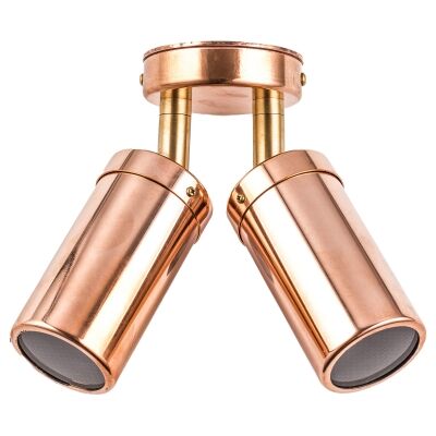 Roslin Economy IP54 Exterior Double Adjustable Wall Light, GU10, Copper with Brass Knuckle