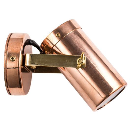 Roslin Economy IP54 Exterior Adjustable Wall Light, GU10, Copper with Brass Bracket
