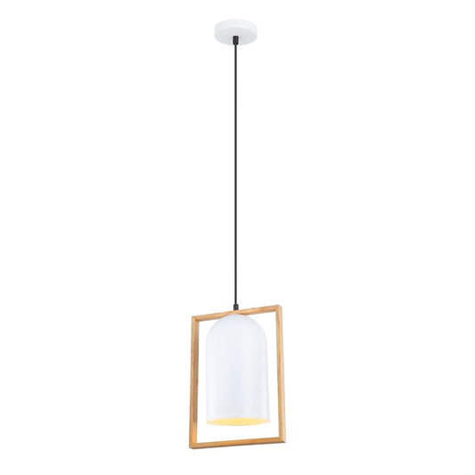 Swing Iron & Wood Pendant Light, Oblong, White
