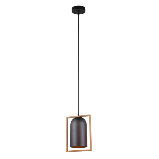 Swing Iron & Wood Pendant Light, Oblong, Black